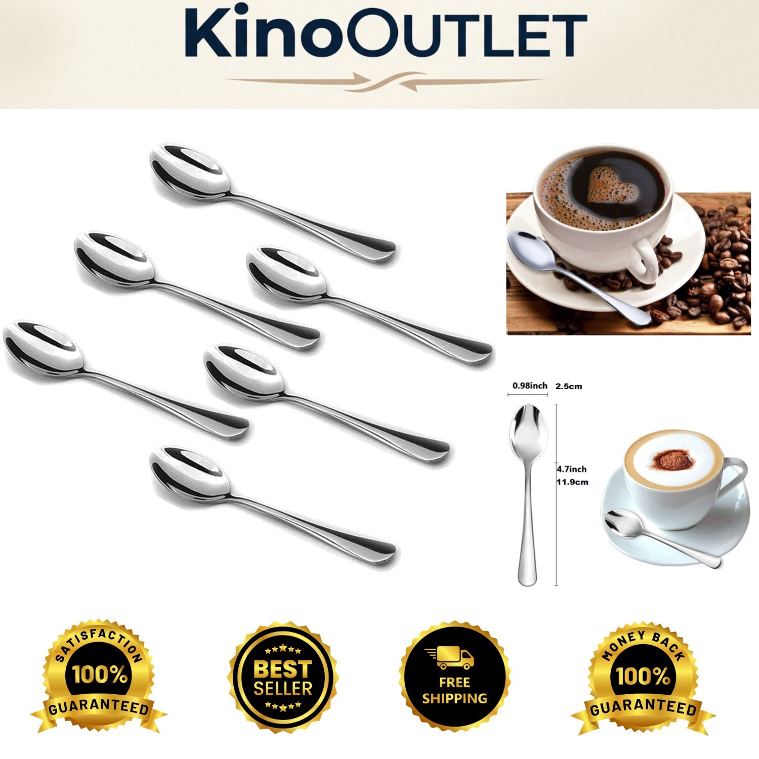 Elegant 4.7-Inch Demitasse Espresso Spoons Set of 6 – Stainless Steel Polish