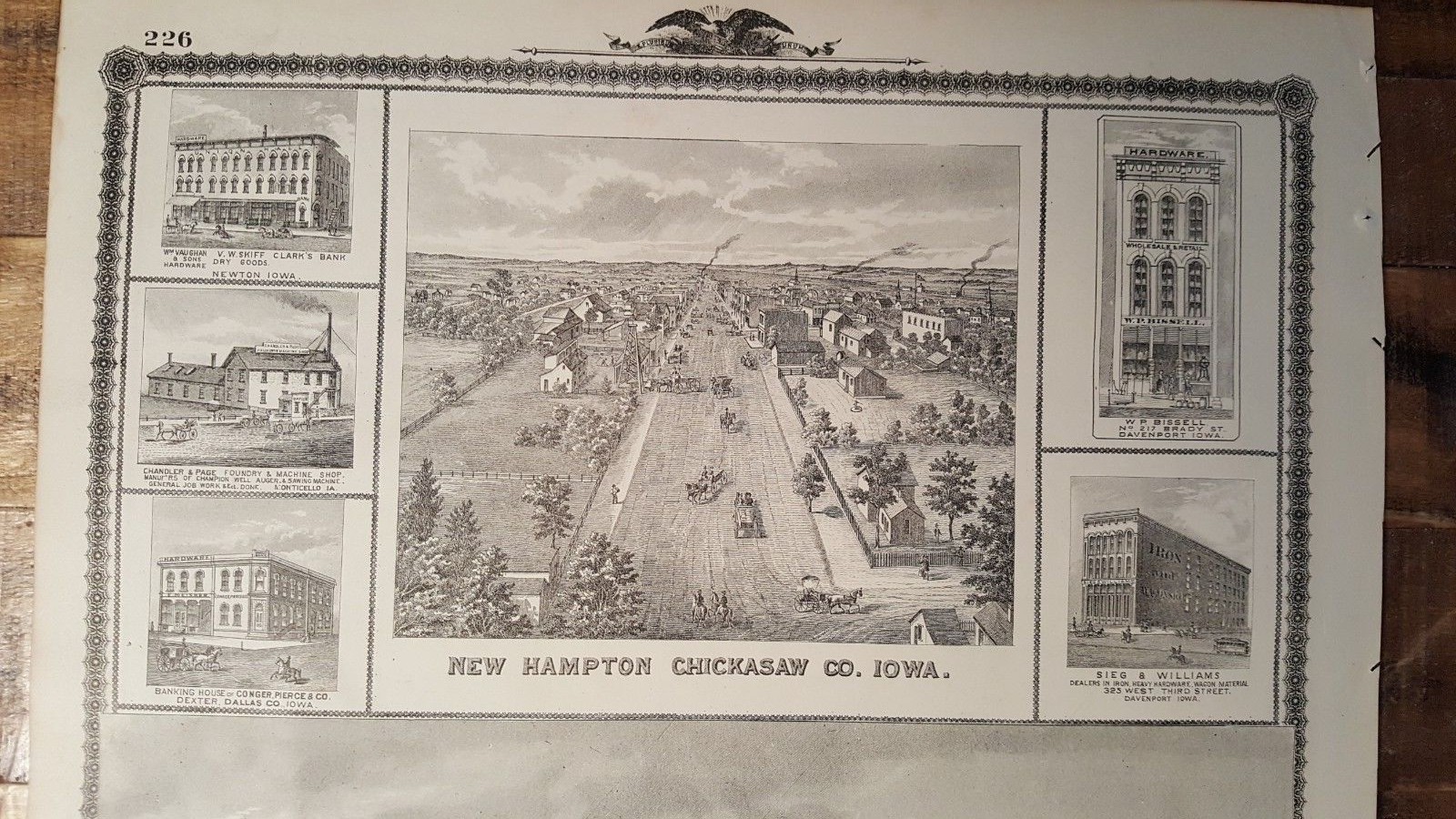 Antique Engraving – RED OAK, MONTGOMERY CO/OTHER VIEWS – Andreas Atlas Co. 1875