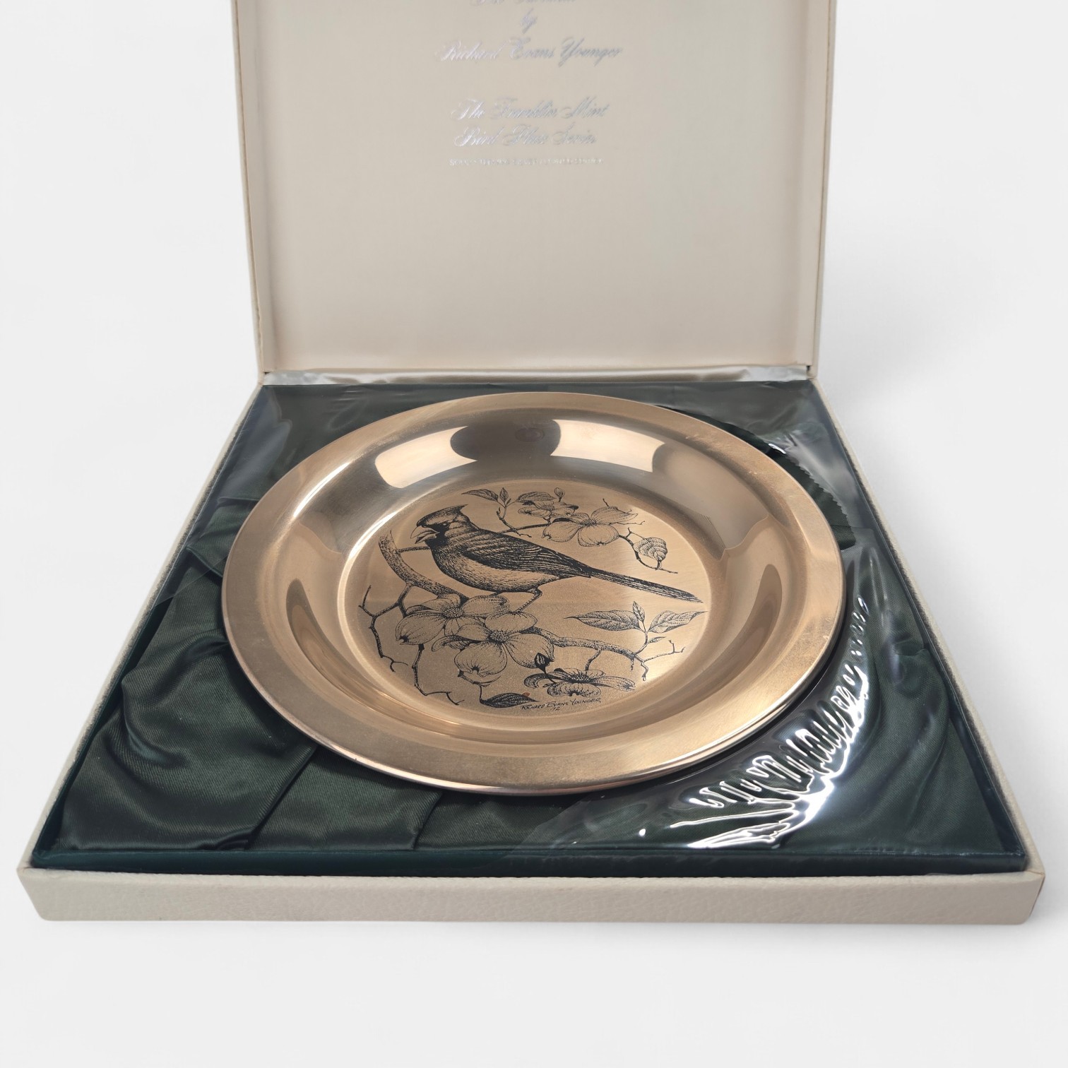 Franklin Mint Sterling Silver Bird Plate The Cardinal 1972 Limited Edition