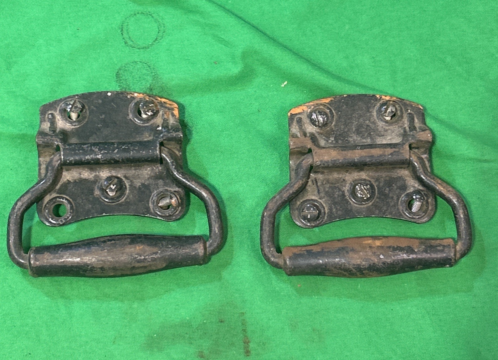 Two Old Tool Box Drop Handle Steamer Trunk Drawer Pull Vintage Chest Stanley
