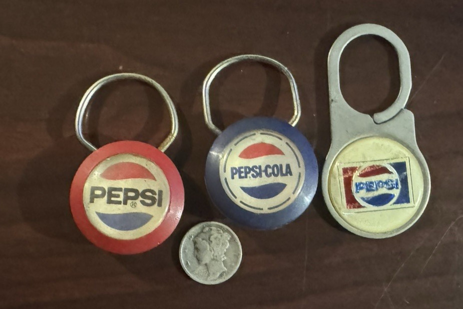 1965 Logoed Pepsi Cola Key Chains (One Red, White and Blue)- SHIPS4FREE2US! WOW?