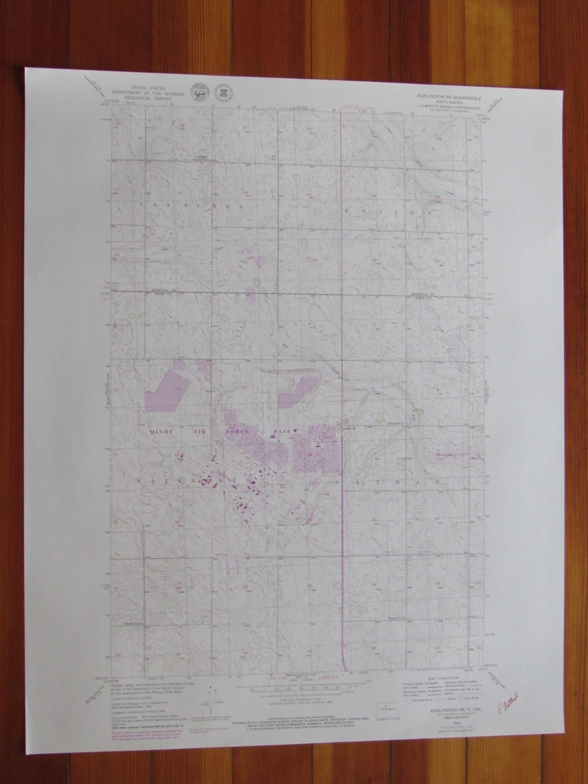 Burlington NE North Dakota 1980 Original Vintage USGS Topo Map