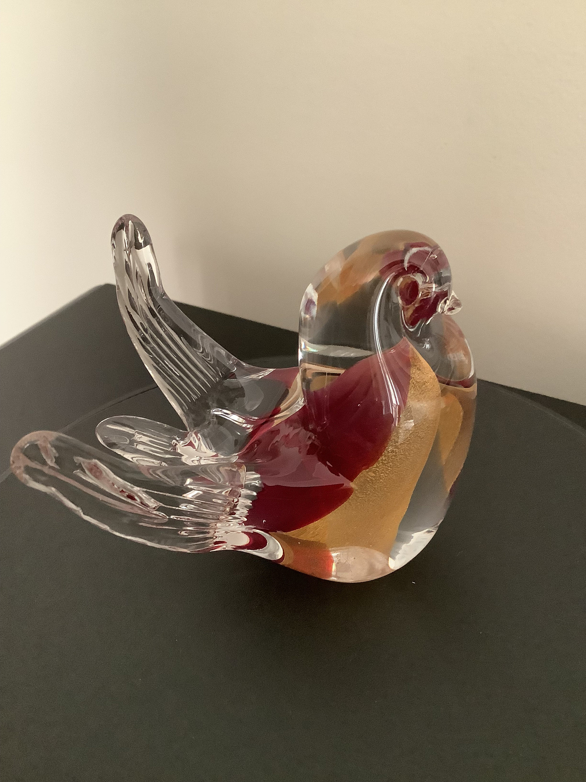 Vintage Murano Glass Bird Figurine, Collectible Art Glass Bird Sculpture, Hand B