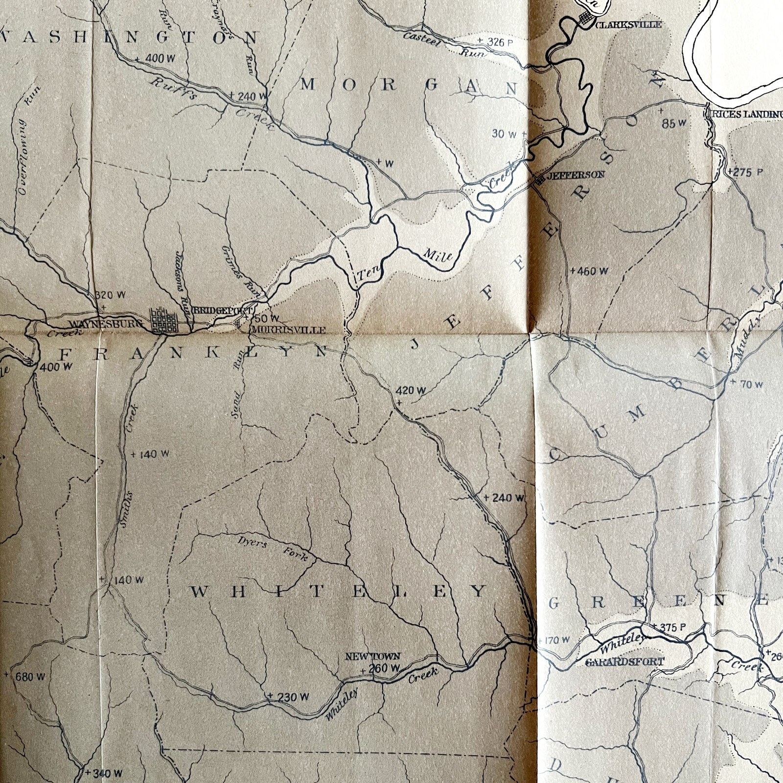 Map Coal Outcrops 1878 Geological Greene County Pennsylvania Victorian DWZ1