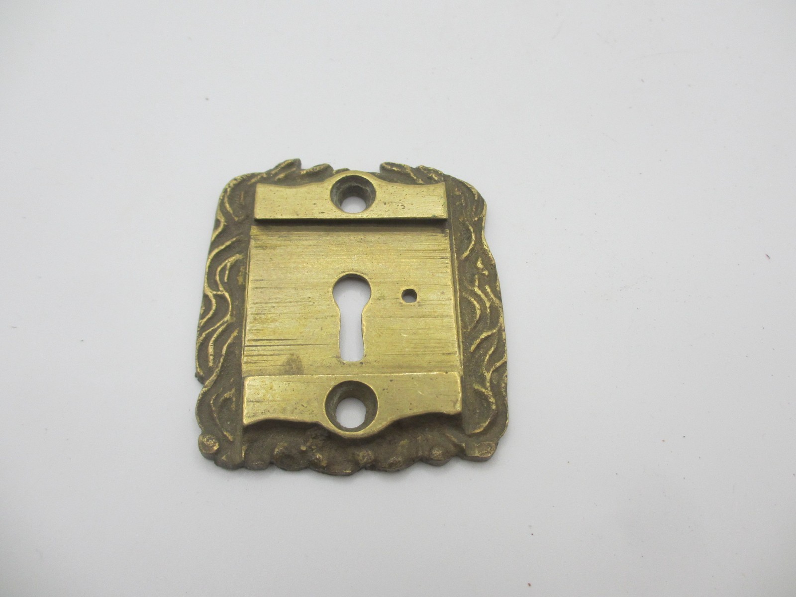 Victorian Brass Keyhole Escutcheon Plate PART Old Safe Antique “MILNERs”