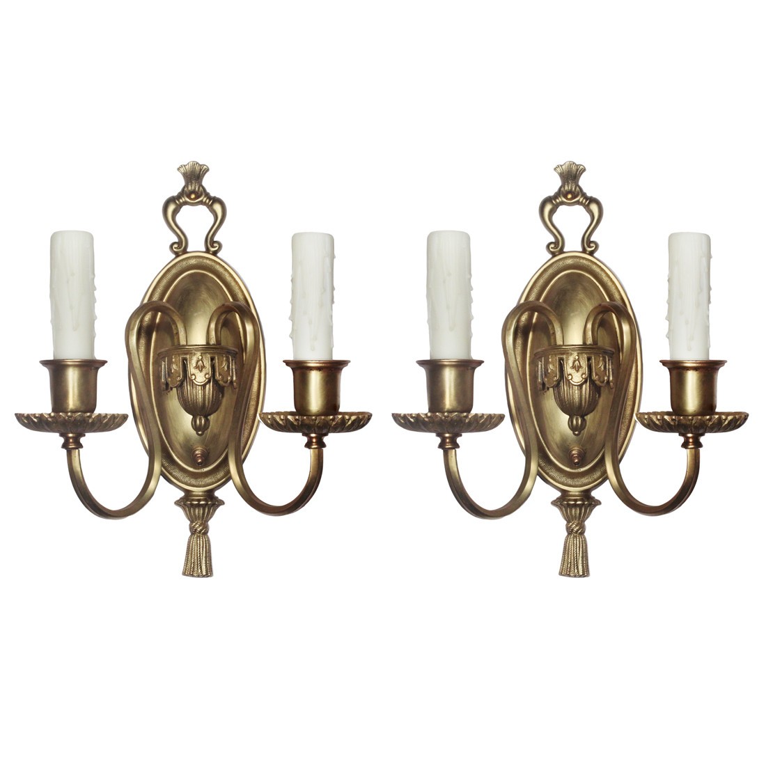 Antique Pair of Cast Brass Double-Arm Sconces, Early 1900’s, NSP1870