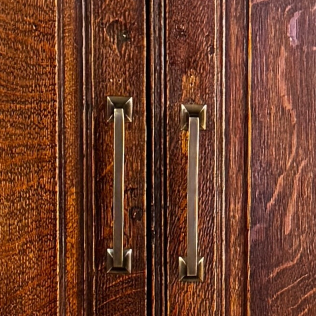 Raised Panel Step Back Oak Cupboard, Tiger Sawn Oak, 1890s #22473