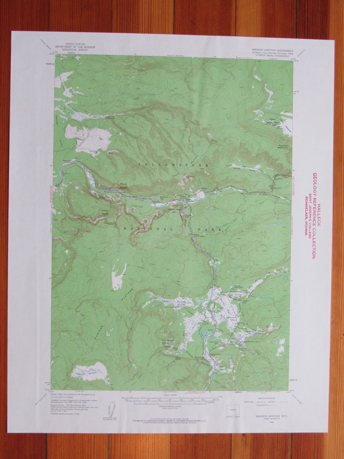 Madison Junction Wyoming 1959 Original Vintage USGS Topo Map