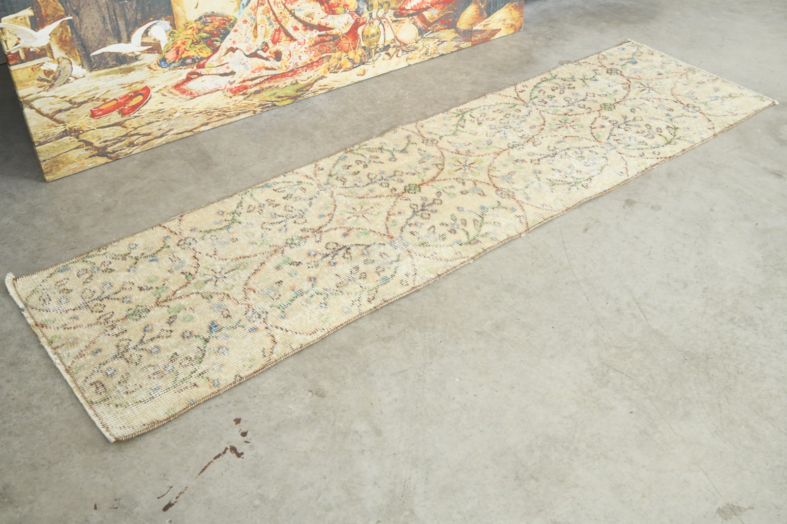 1×5 Turkish Hand-Knotted Vintage Small Slim Runner Rug Turkey Carpet,1034