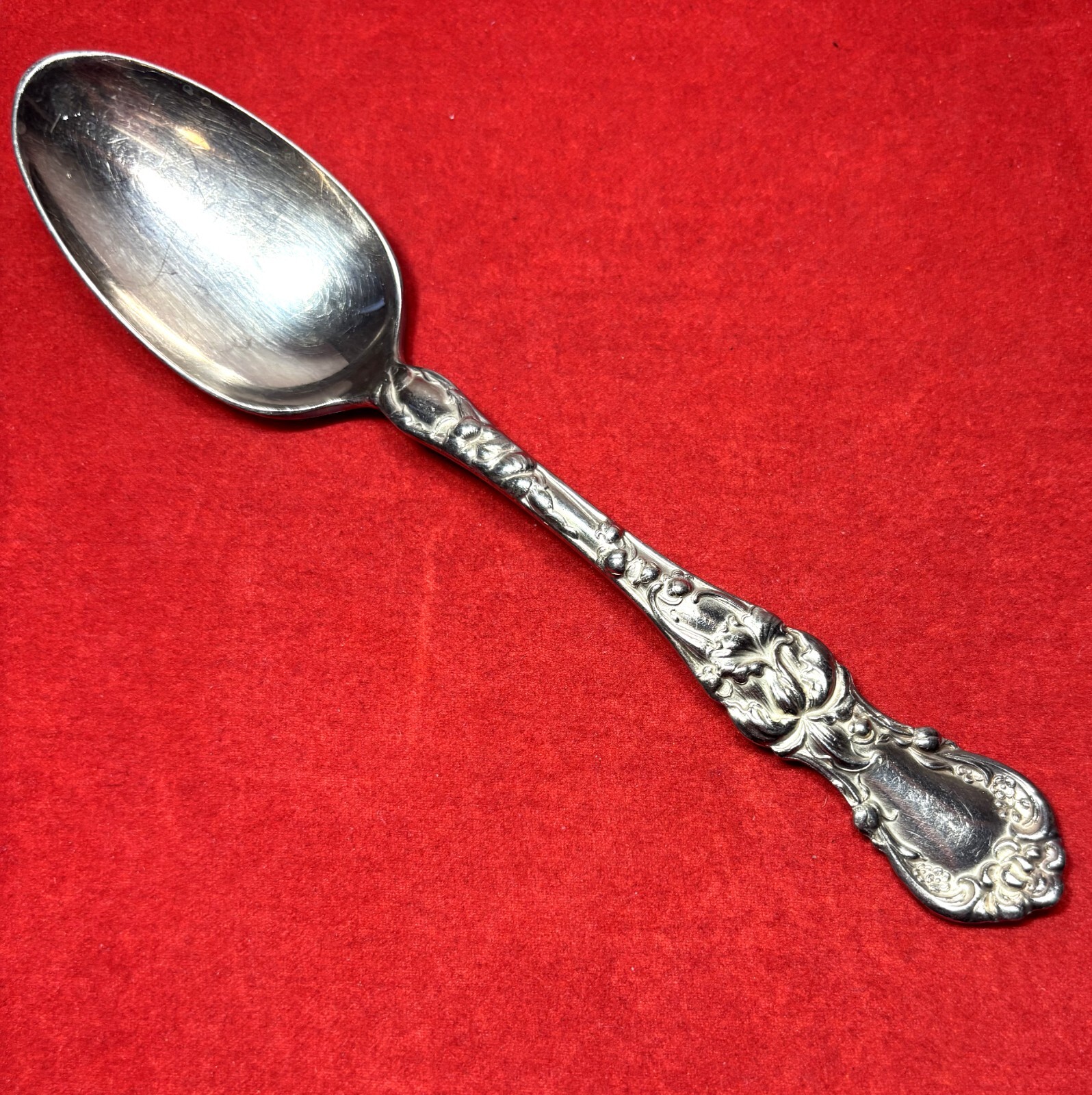 1835 Wallace FLORAL Teaspoon Gold Wash Silverplate Antique ca. 1902