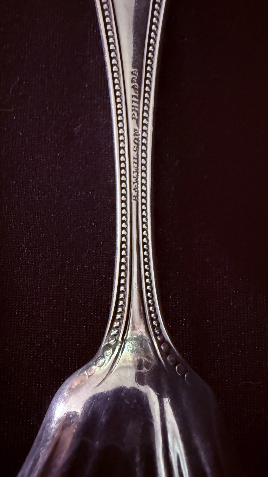1830’s American Coin Silver Sugar Spoon by R & W. Wilson of Philadelphia