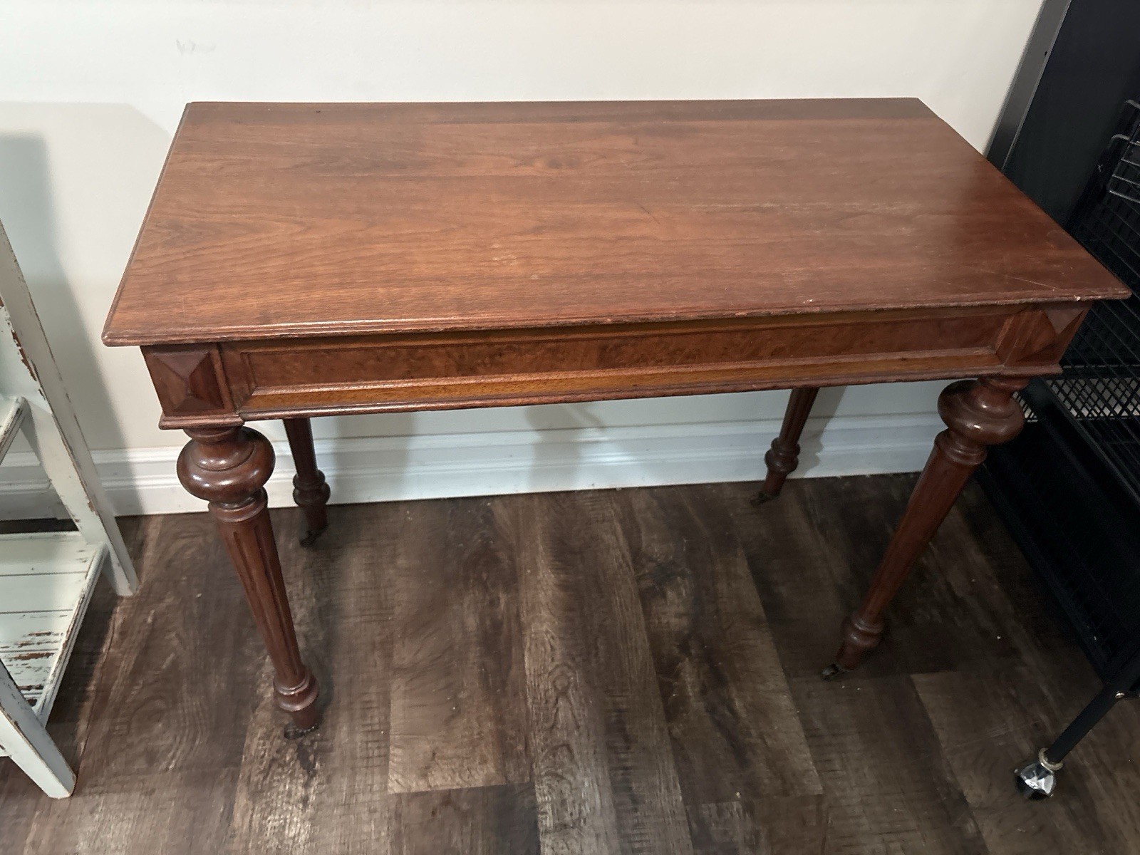 Antique Victorian Walnut Parlor Table c.1890 Original Casters – Library Table