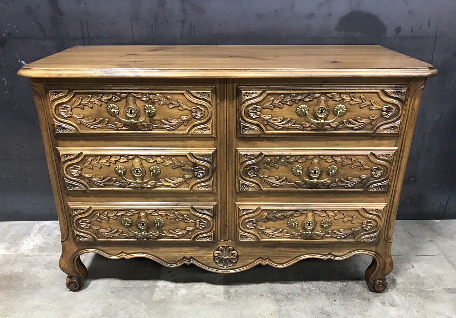 William Switzer Hand-Carved Six Drawer Provincial Style Chest; Working Locks