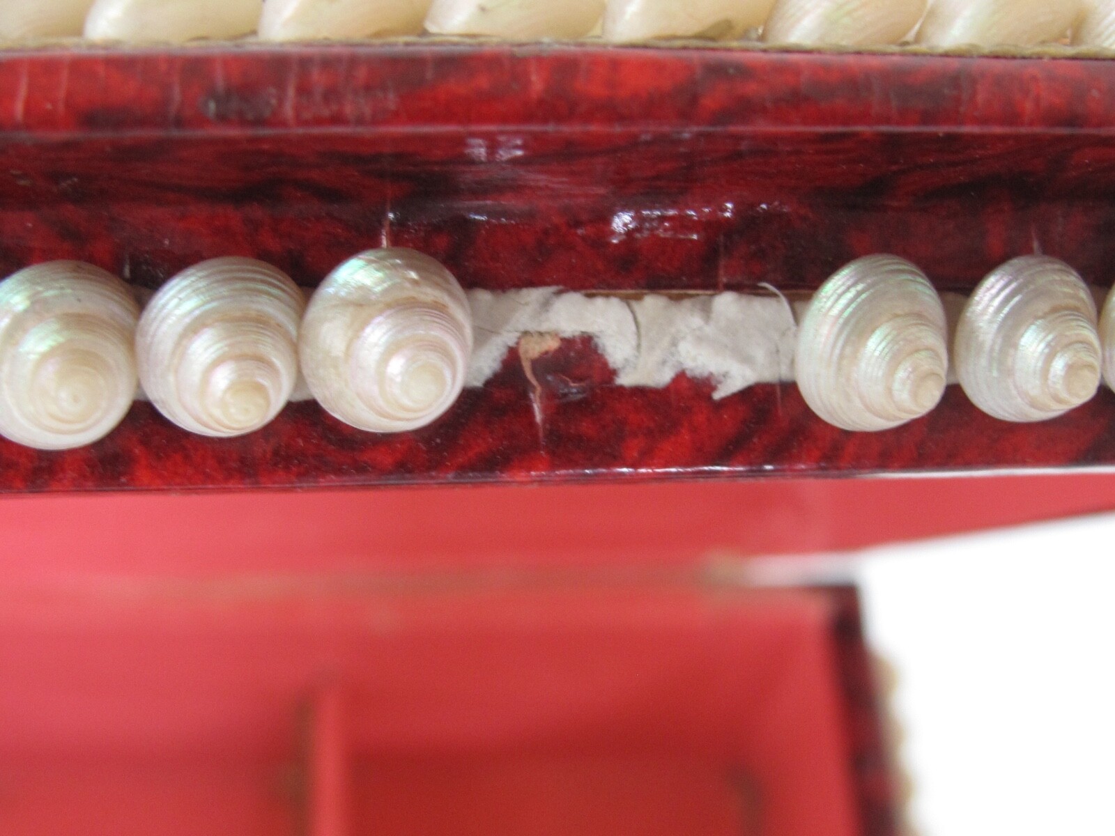 Antique 19c. Seashell Shell Jewelry Box 9″ X 5 5/8″ X 4 3/4″