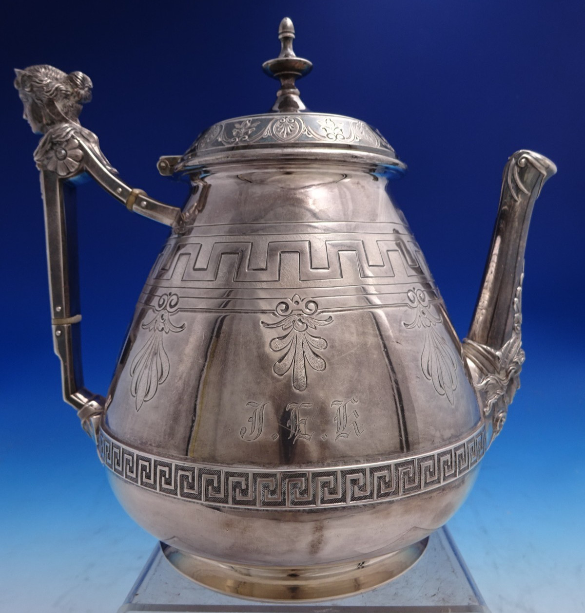 Figural Bust by George Sharp Sterling Silver Tea Pot Etruscan Design (#8712)