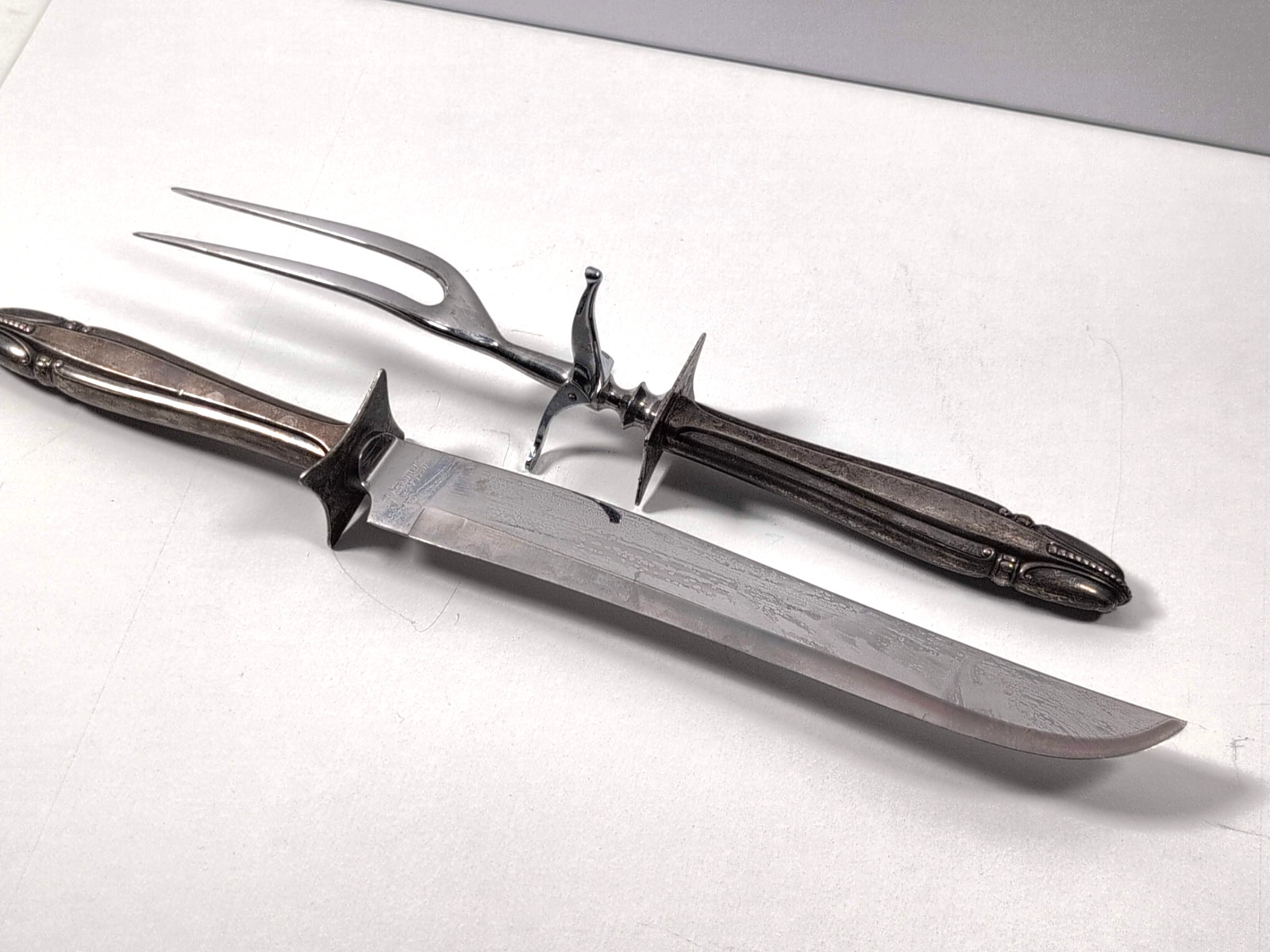 Wallace Stradivari Sterling Handle Carving Set Knife Fork Vintage