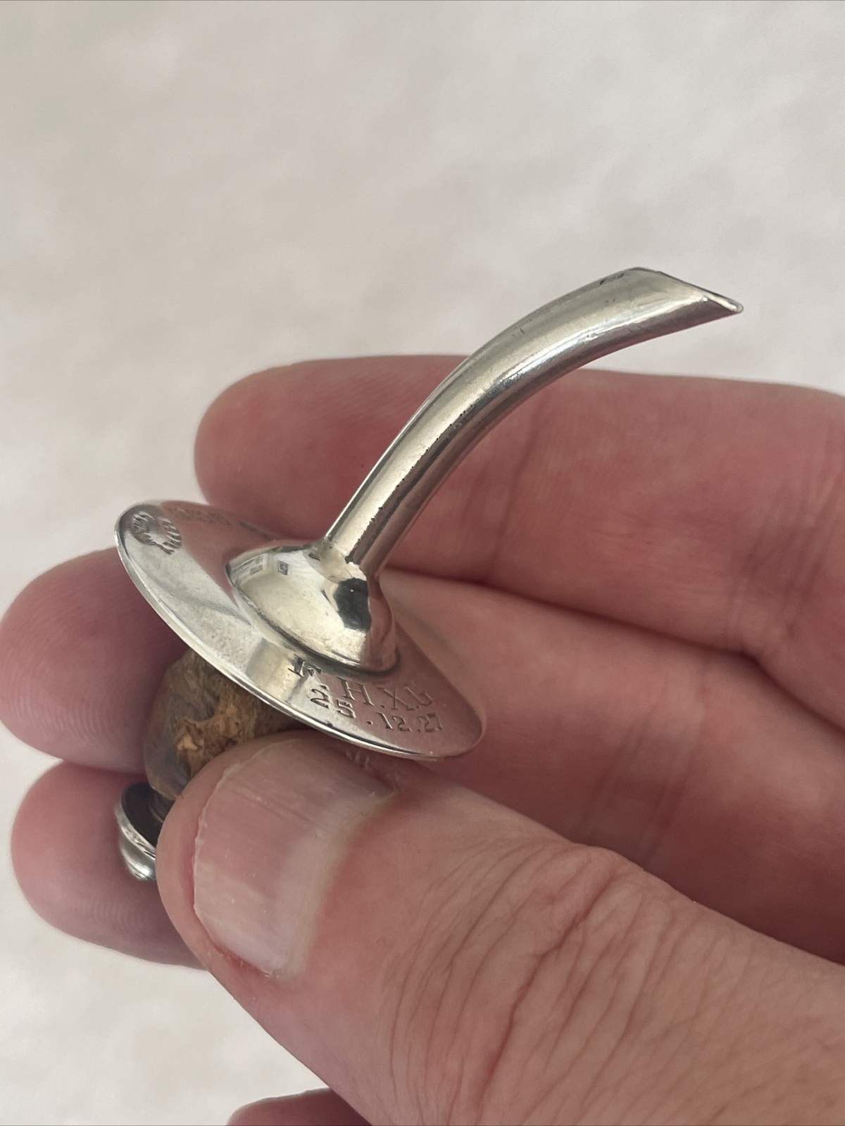 Antique 1926 Hallmarked Silver Bottle Pourer By Asprey ‘ F.H.X.G 25.12.27 ‘