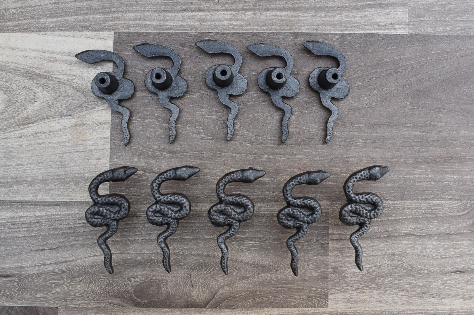 Vintage Cast Iron door knobs Snake Shape cabinet drawer handles pull rustic 10pc