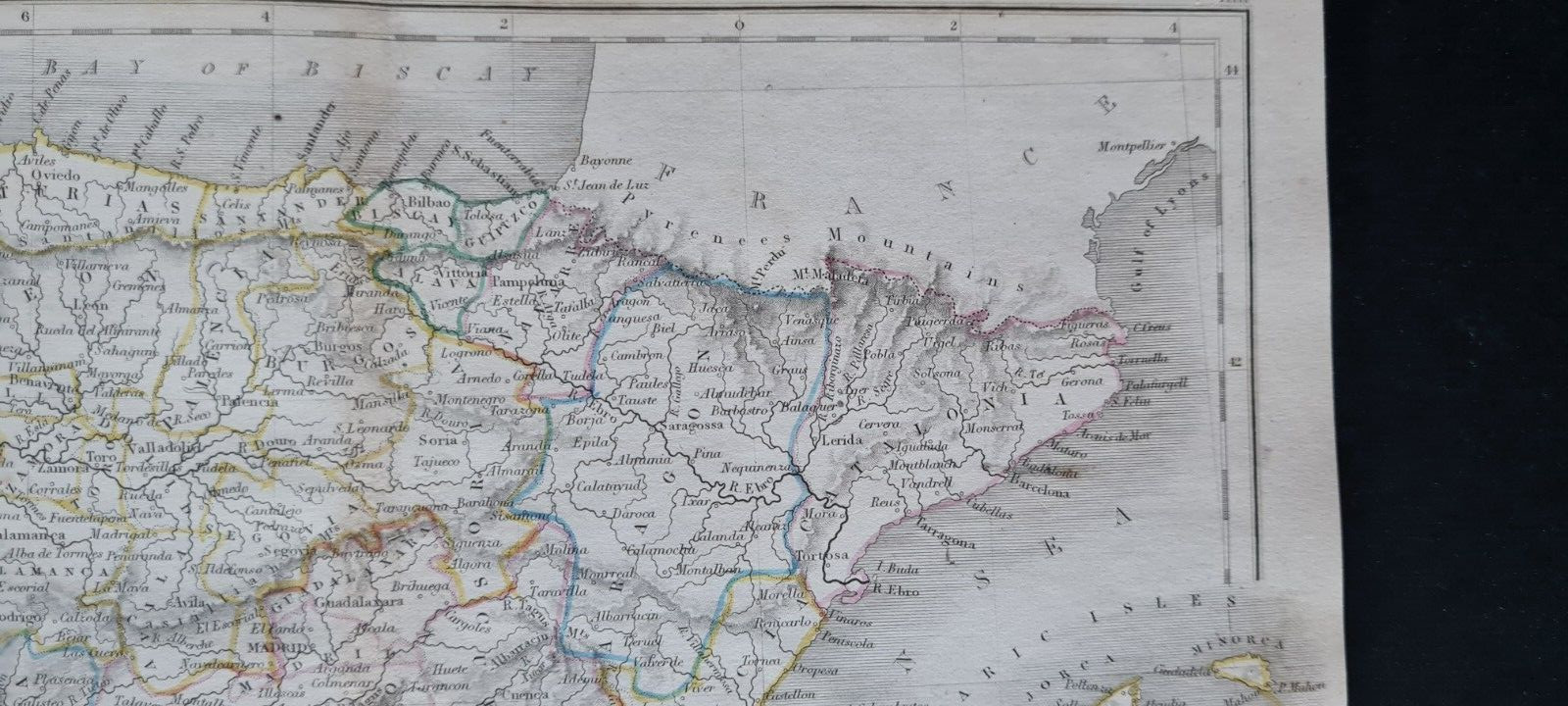 Antique (1844) map – Spain & Portugal – Selina Hall / Samuel Butler