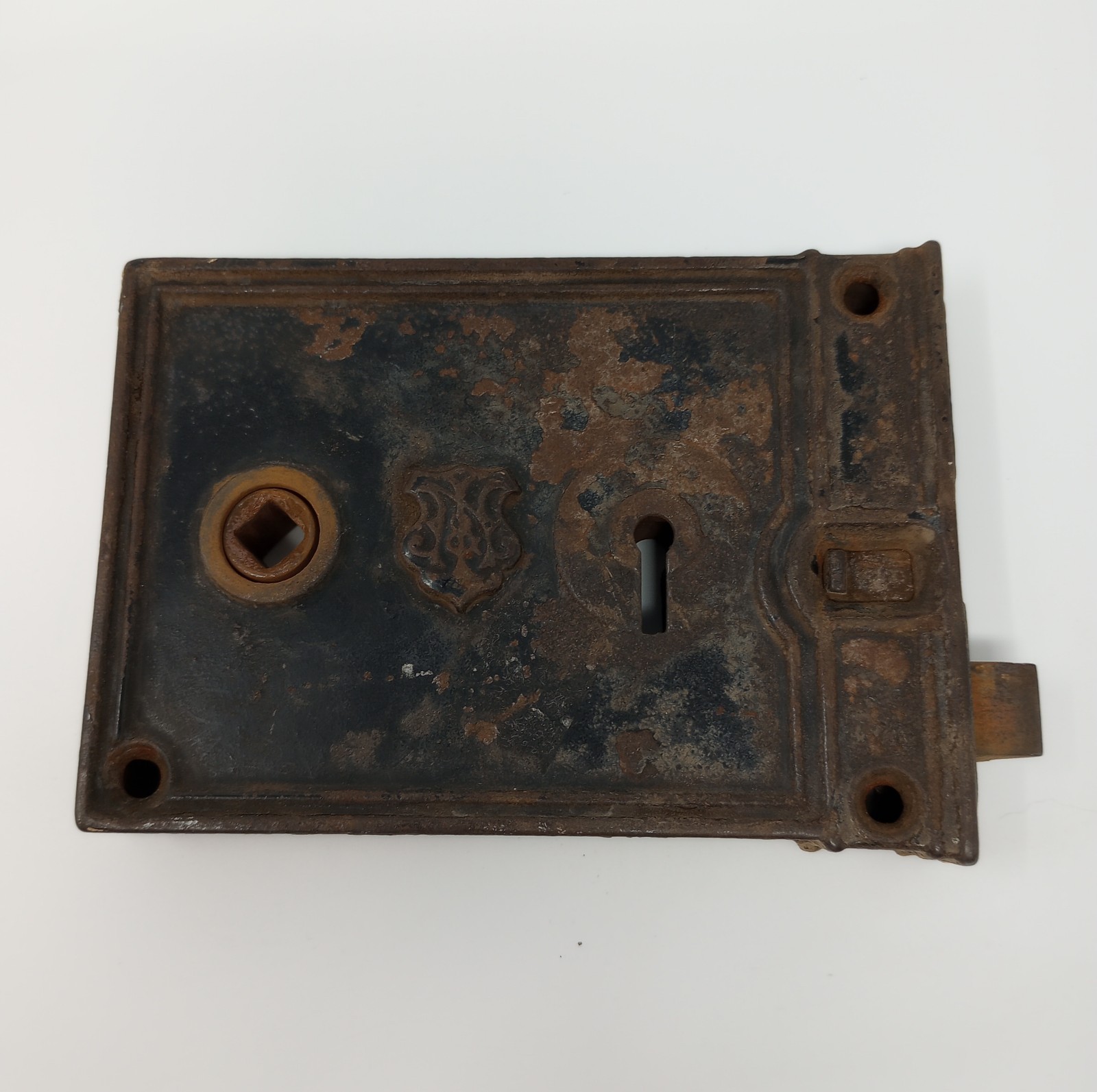J & N Cast Iron Deadbolt Rim Lock Vintage / Antique