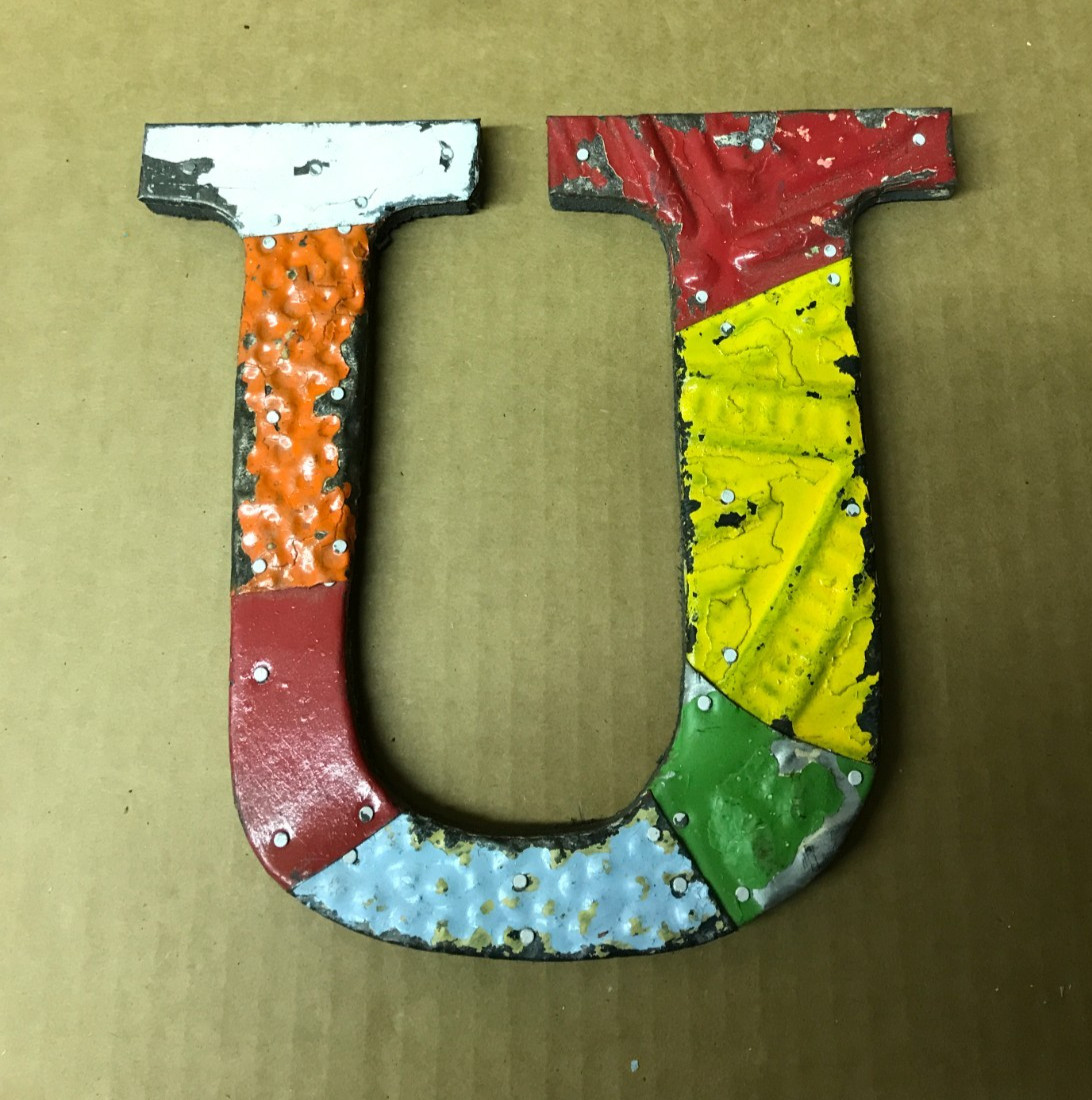 Decorative Salvaged Tin Ceiling 8″ Patchwork Mix Color Letter U Metal 171-26B