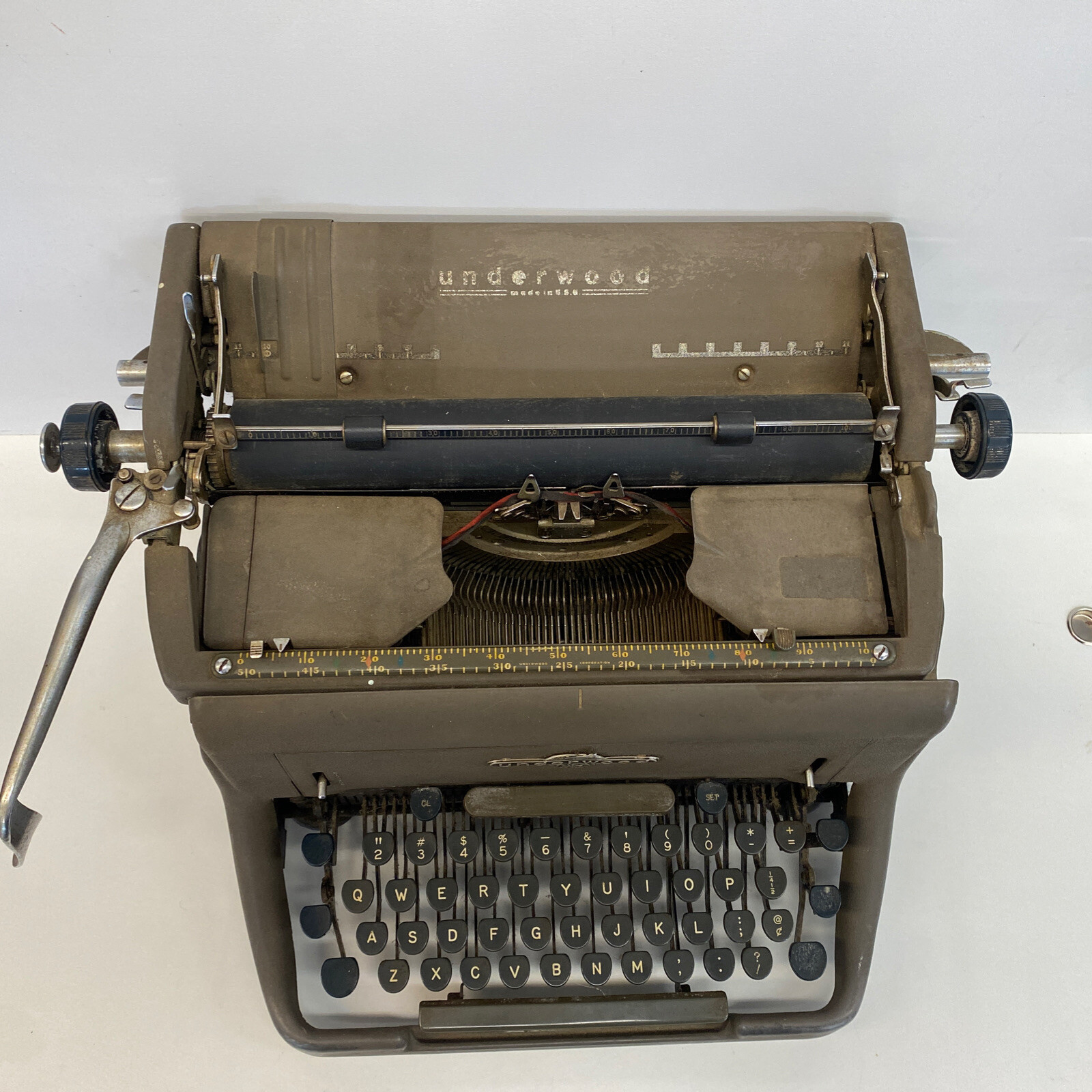 Antique Underwood Typewriter Cast Iron Army Green P29760
