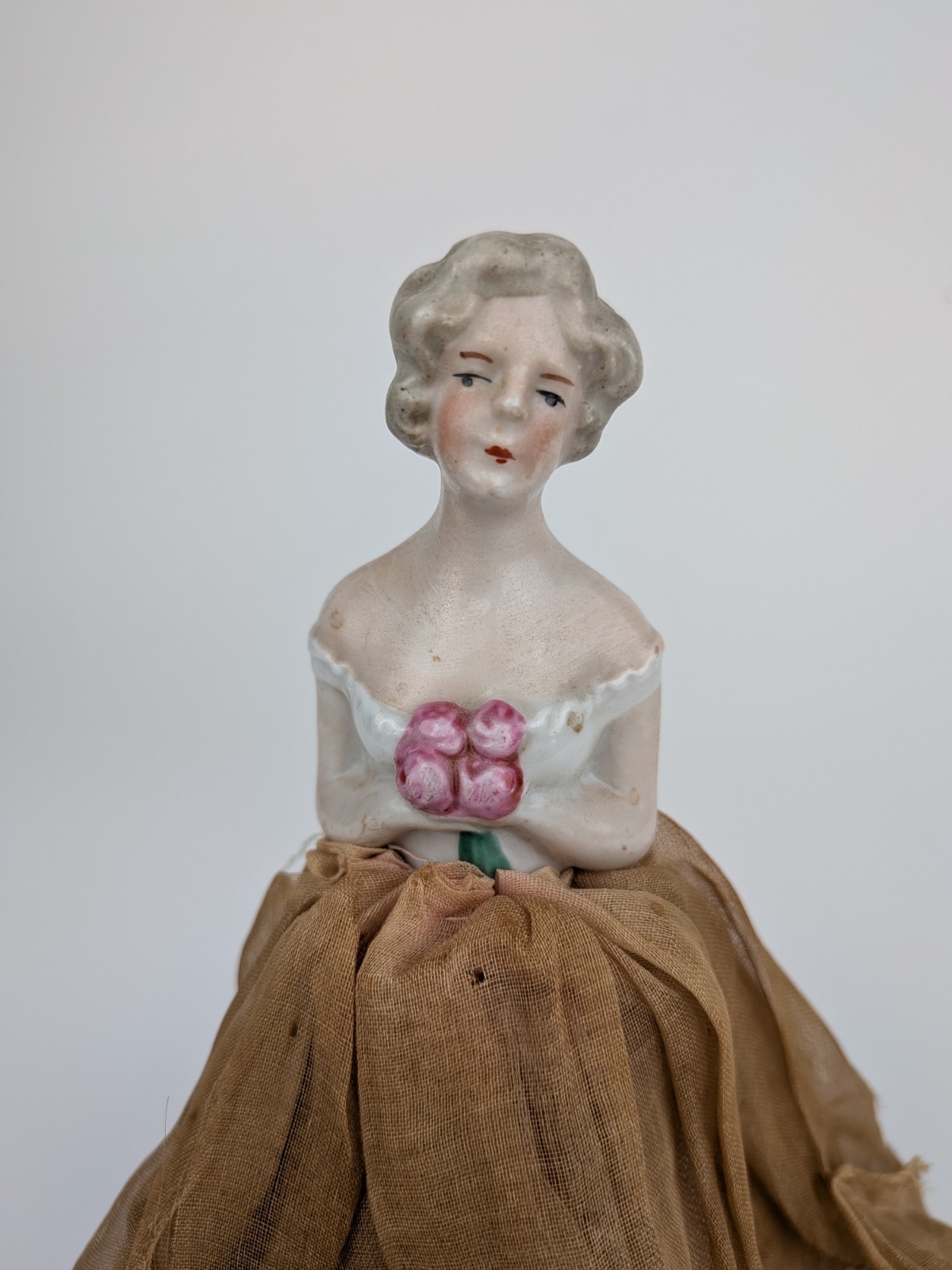 Stunning Victorian Porcelain Boudoir Lamp Shade or Pin Cushion