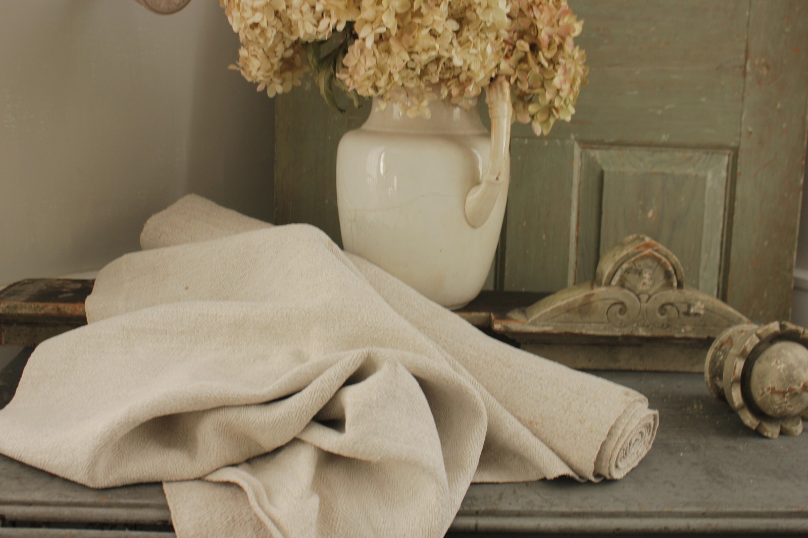 Linen fabric Antique complex weave bolt homespun linen hemp roll material for u
