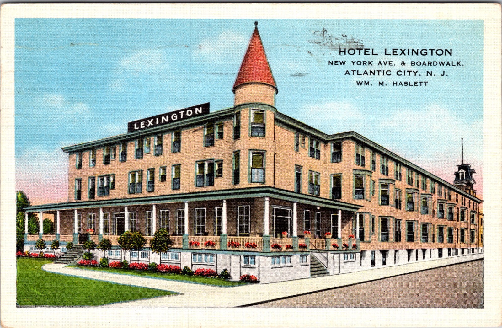 1937 Postcard; HOTEL LEXINGTON NEW YORK AVE. & BOARDWALK – ATLANTIC CITY. NJ A55