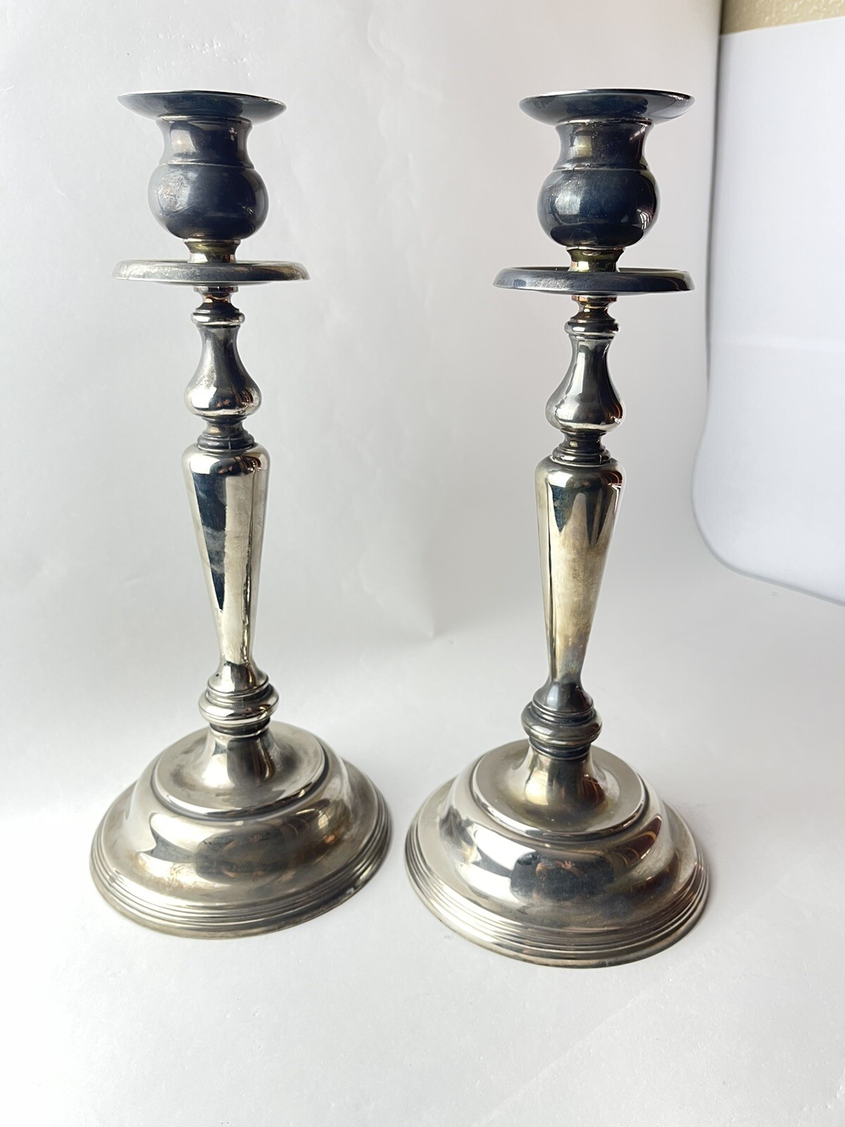 2 Vintage Candlesticks Silver Plated Candle Holders Empire Style 11 1/2″