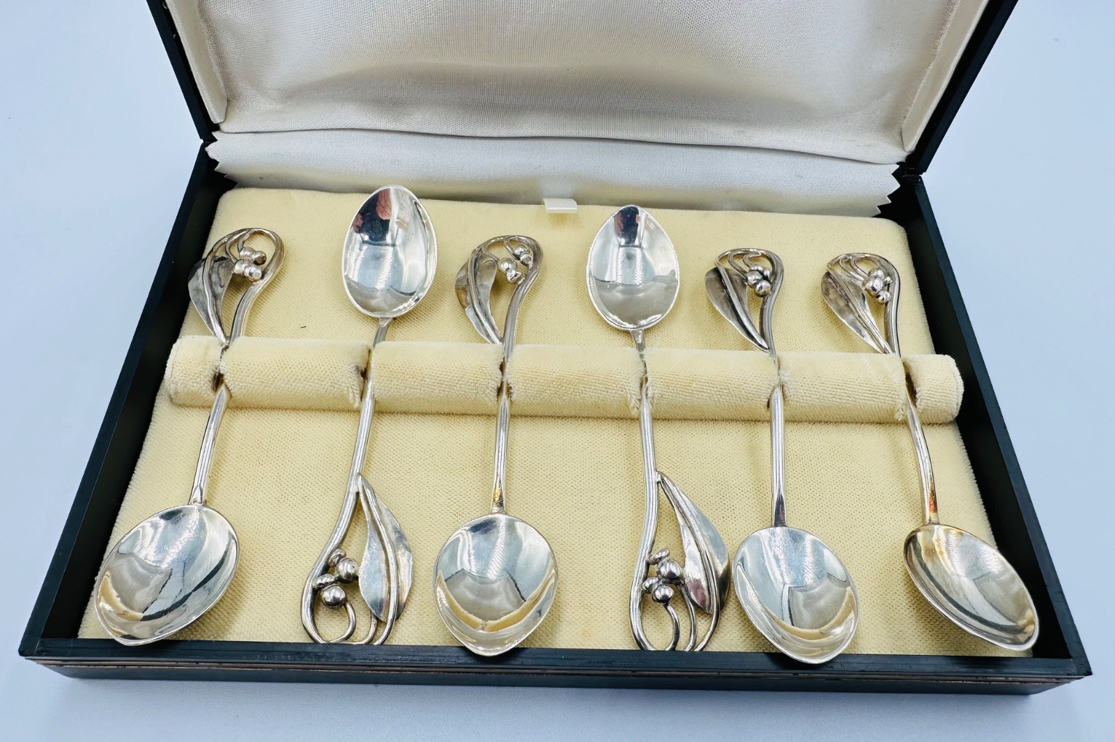 Six Demitasse Spoons/Signed Silver/After Georg Jensen/Harris/Son/1920’s