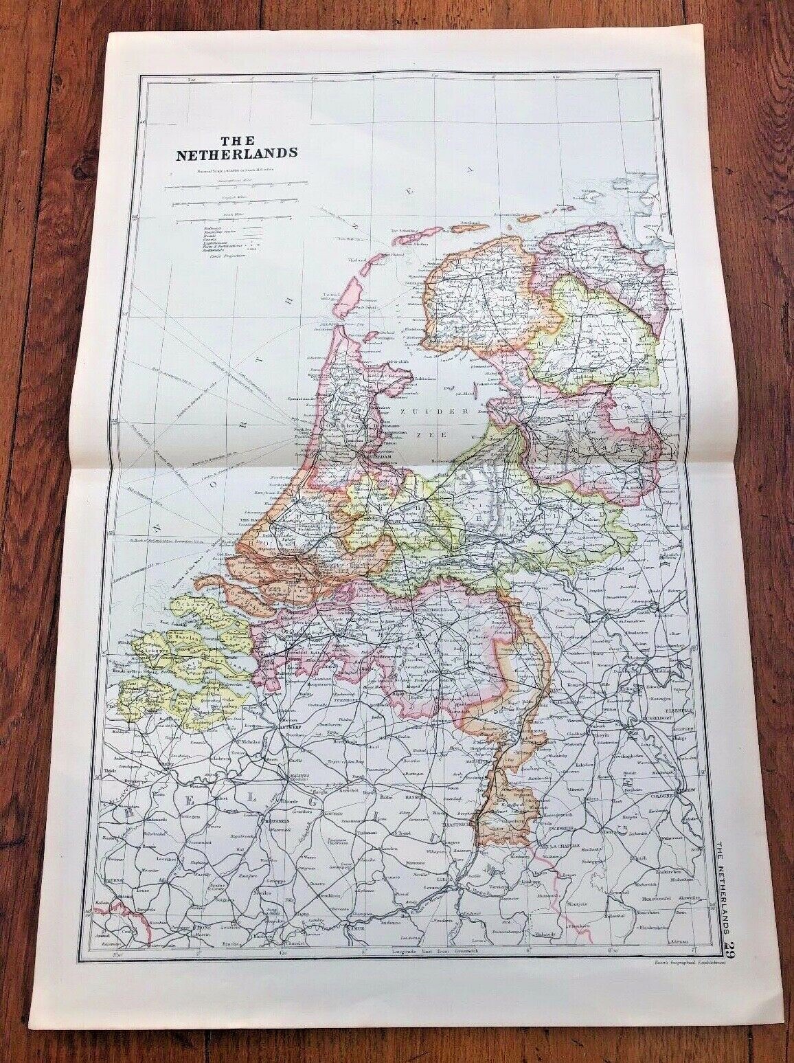 1900s double page map from g.w. bacon – the netherlands