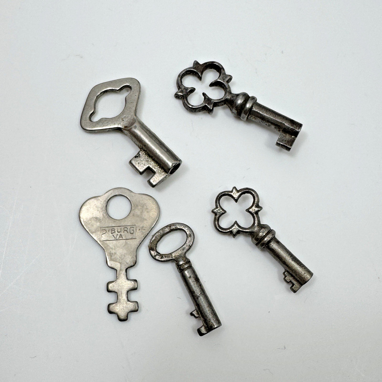Vintage Antique Skeleton Key Lot 20pc Corbin 1887 Patent Luggage Clock Door