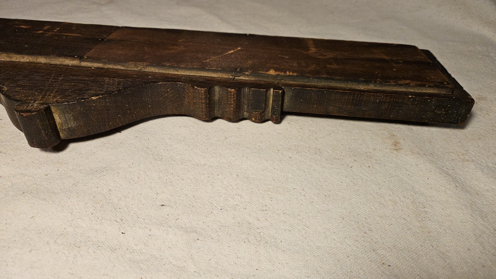 Antique Victorian Carved Oak Furniture Topper Pediment Beveled Glass Mirror