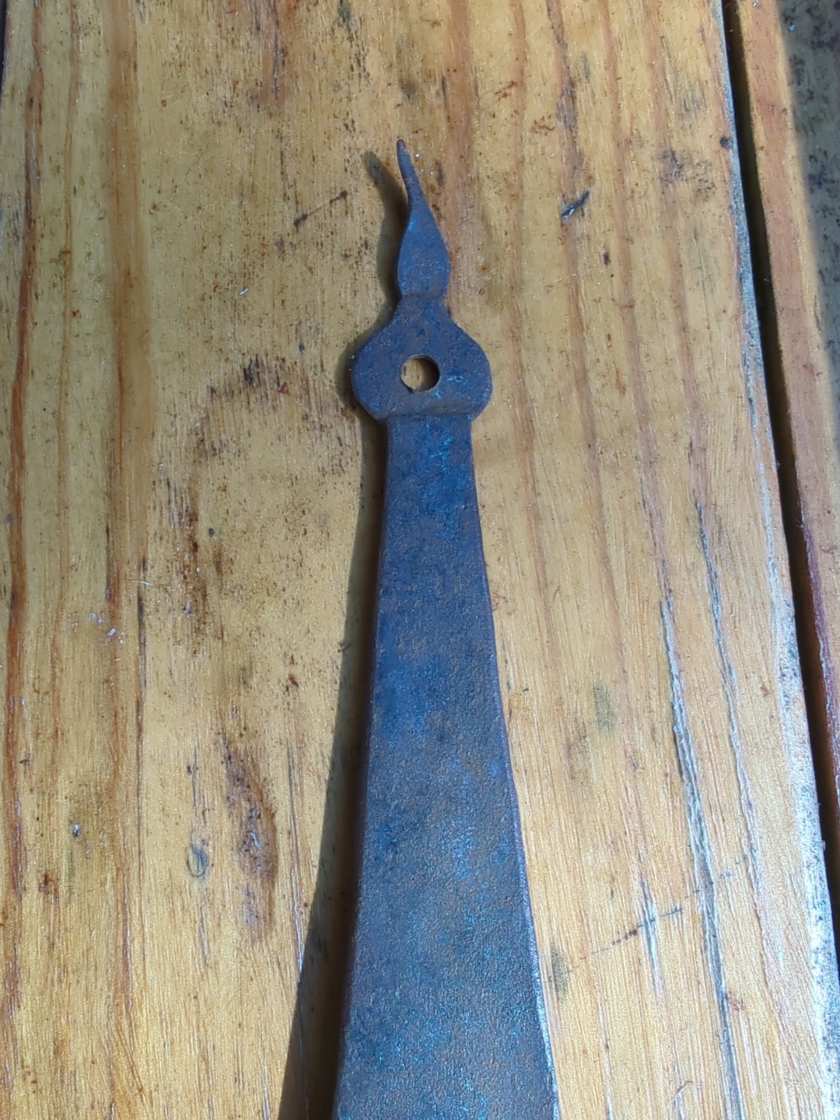 Antique Primitive Strap Hinges Blacksmith Forged Wrought Iron Rat Tail 36 Inches