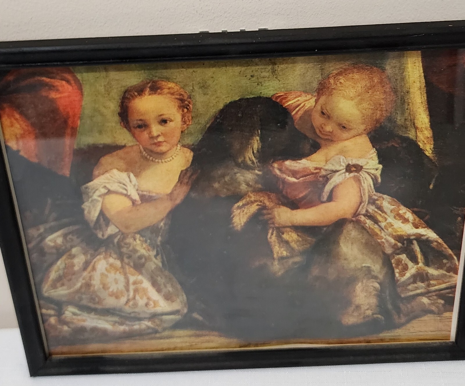AntiqueVERONESE 1528-1588 Two little girls & dog(copy after Veronese)Print# 2076