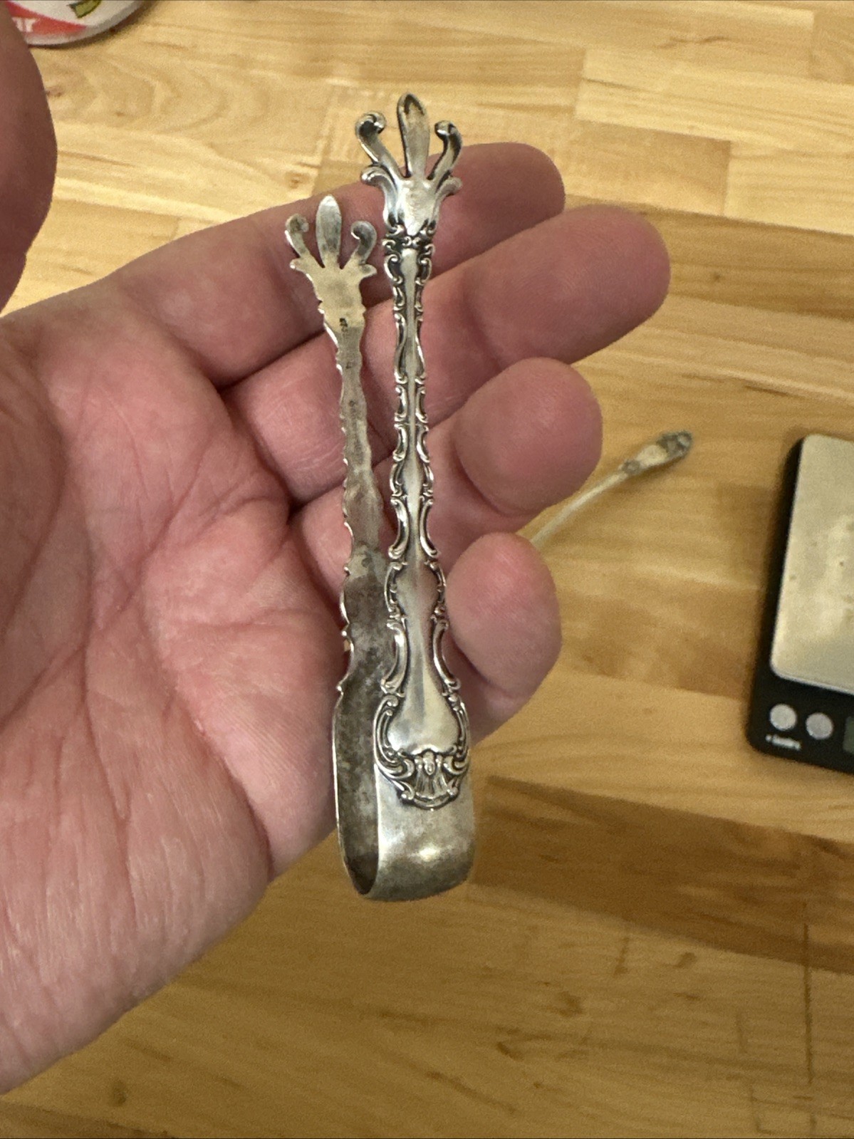 Sterling Silver Spoon + Sterling Mini Pick Up Tongs 44.88grams Free Shipping !