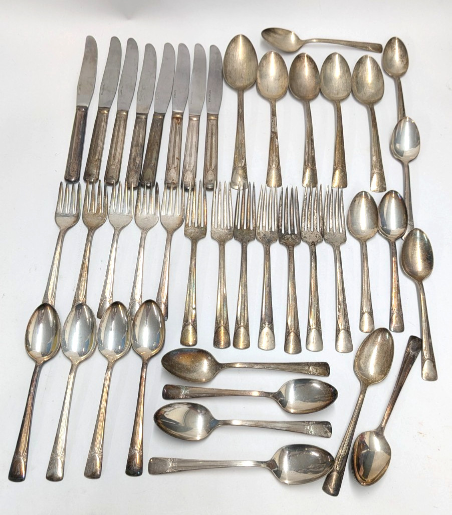 41 Pieces of Ambassy Silver Plate Bouquet Flatware 1939 Forks Knives Spoons