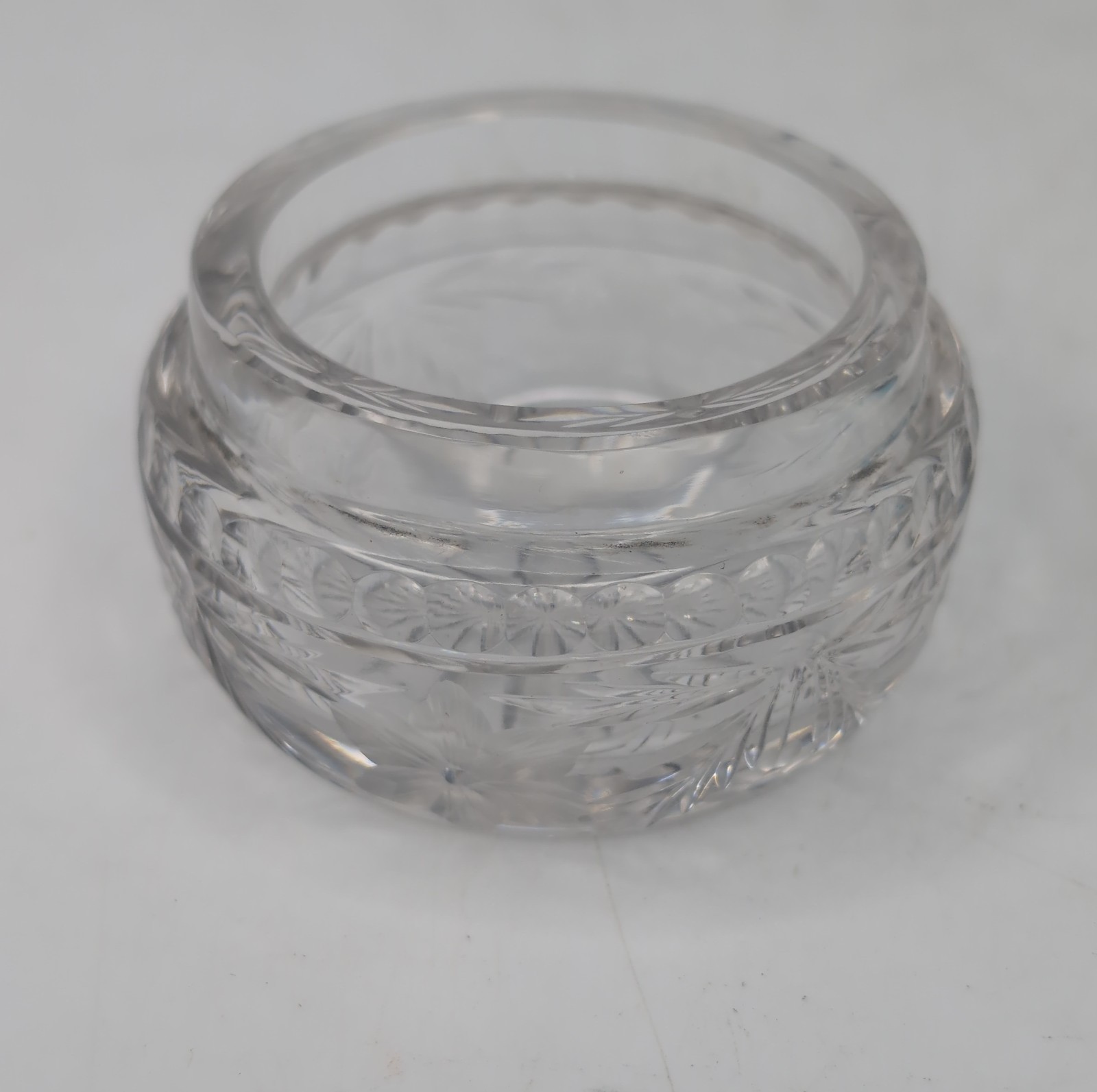 Foster Bailey Sterling Silver Blue Guilloche Enamel Floral Cut Glass Dresser Box
