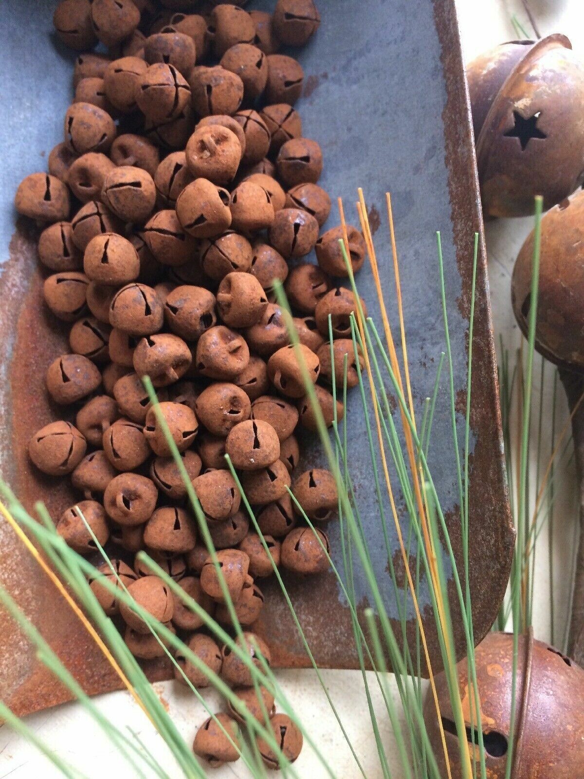 144 Primitive Rusty JINGLE BELLS Bell 9mm 3/8 in .35″ Christmas Crafts Farmhouse