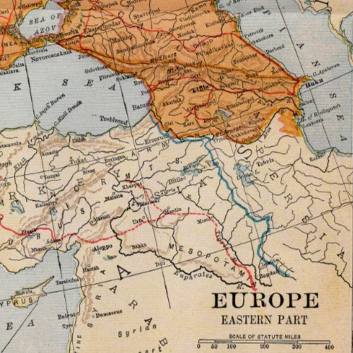 Eastern Europe Antique Map Russia Poland Balkans Black Sea 1920s Atlas