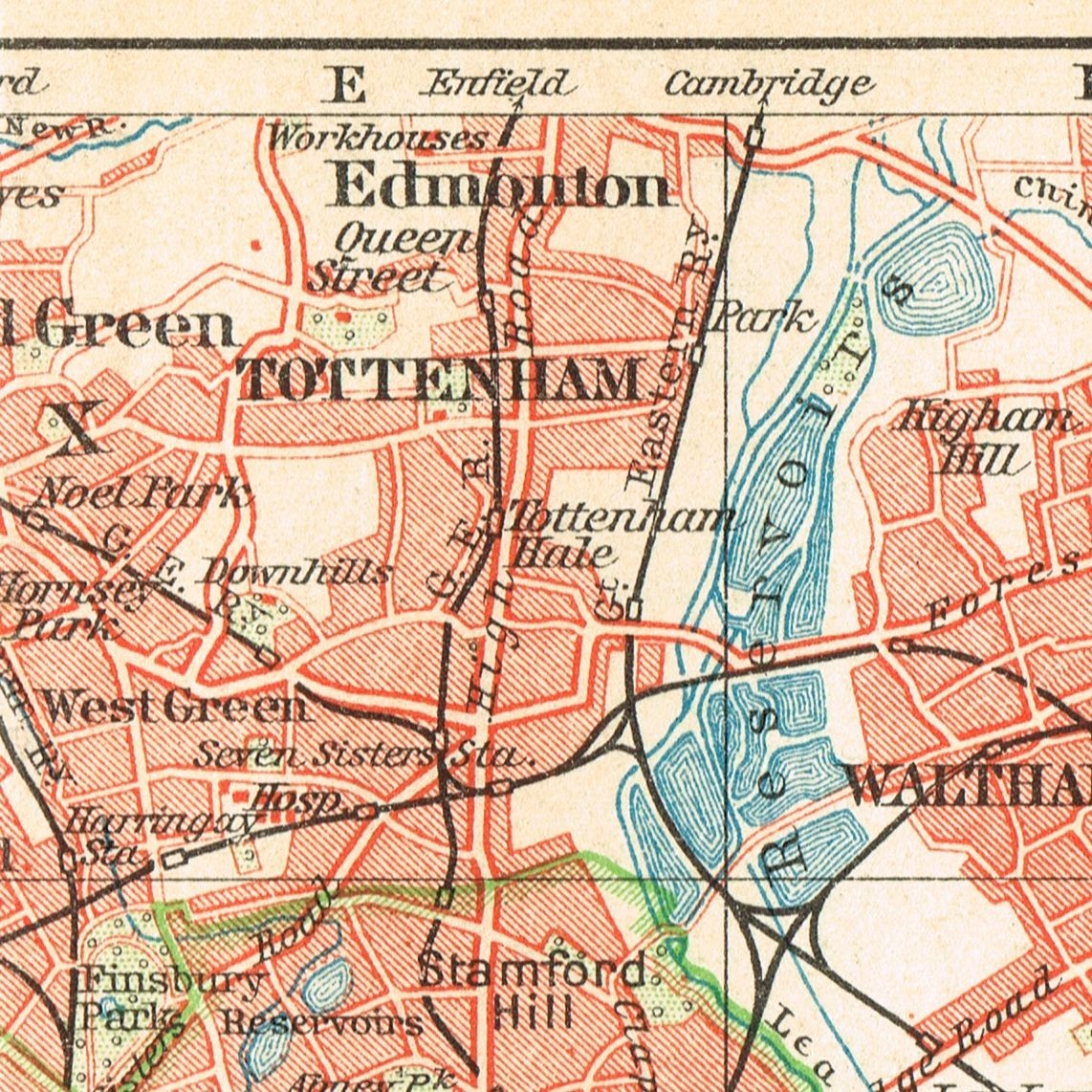 LONDON 1910 England Antique Original map United Kingdom Great Britain