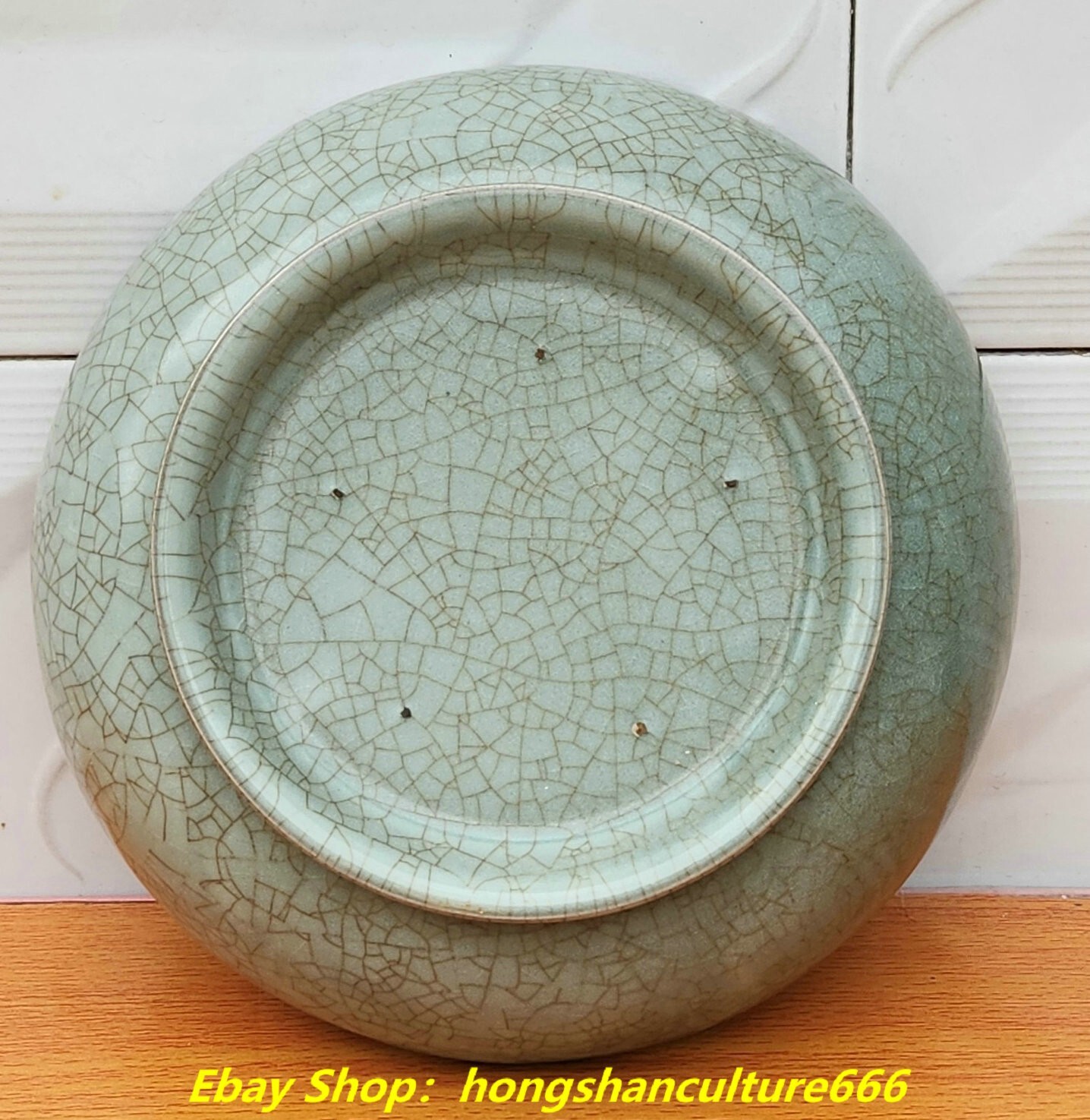 8″Old China Song Dynasty ru kiln porcelain dragon kylin pen wash Plate ashtray