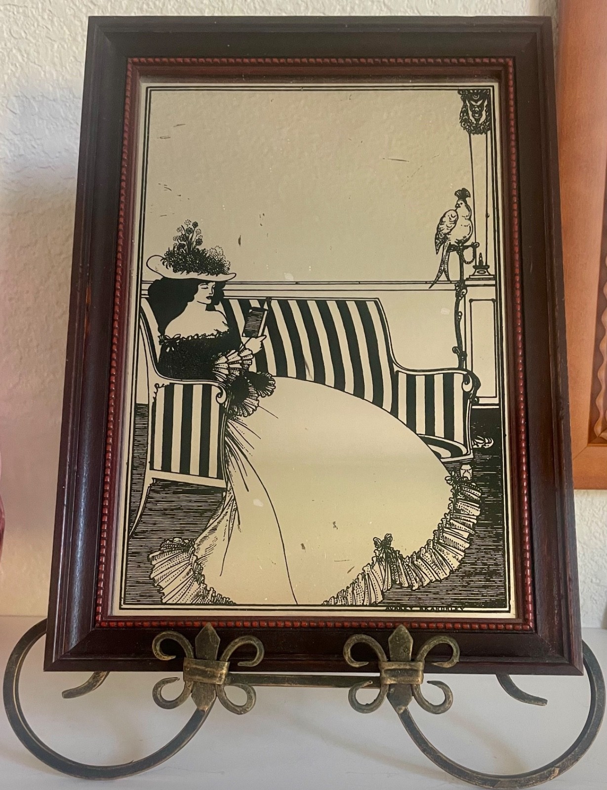 REDUCED AGAIN! VTG Framed Silhouette Decorative Mirror 9.5″ by 13.5″