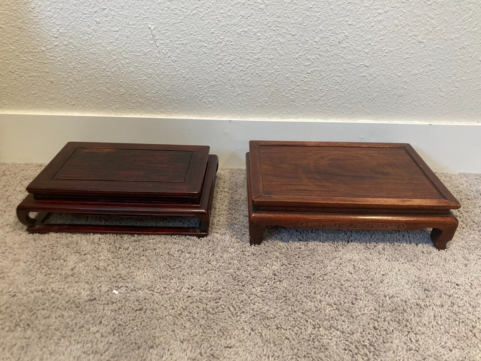 Lot 2 Chinese Carved Rosewood Hongmu Stand Table Vintage Bonsai Vase Display