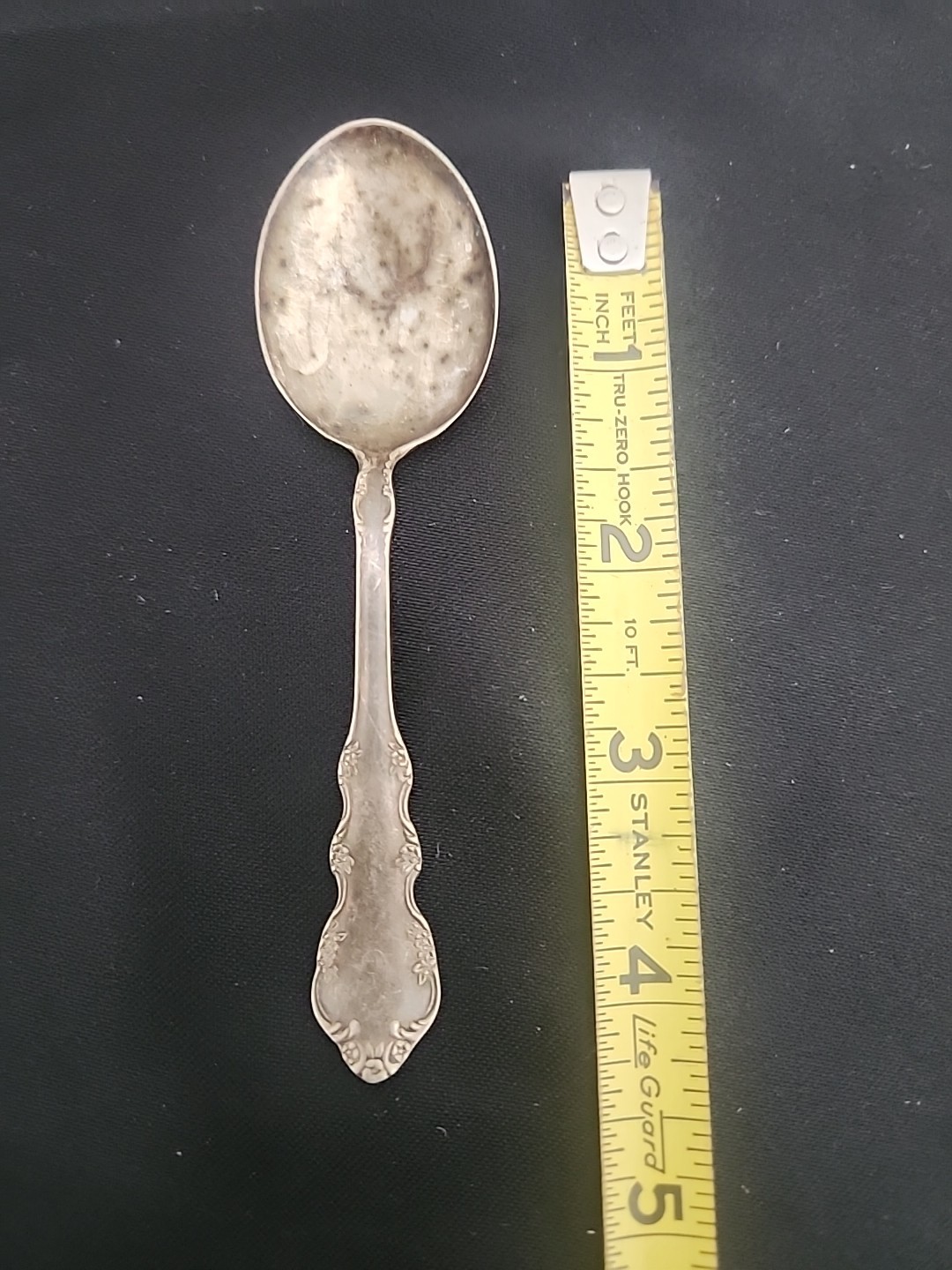 Vintage Silver Plate 4″ Demitasse Spoon Floral Ornate Scalloped Espresso Mini
