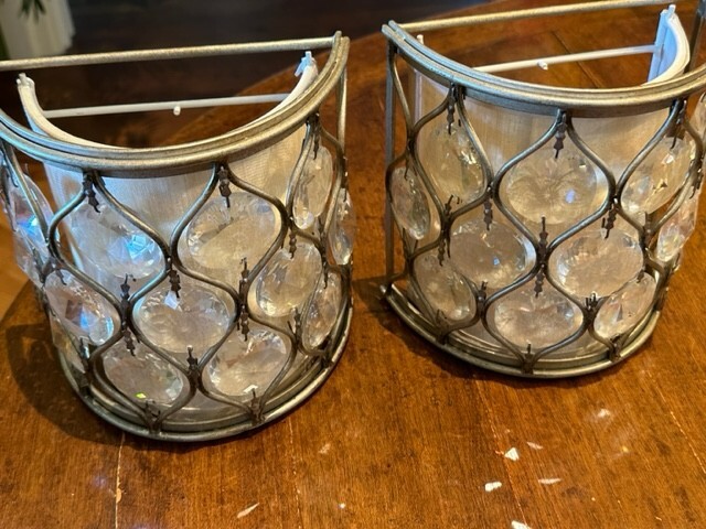 21st Century Contemporary Crystal and Silver Wall Sconces, a Pair