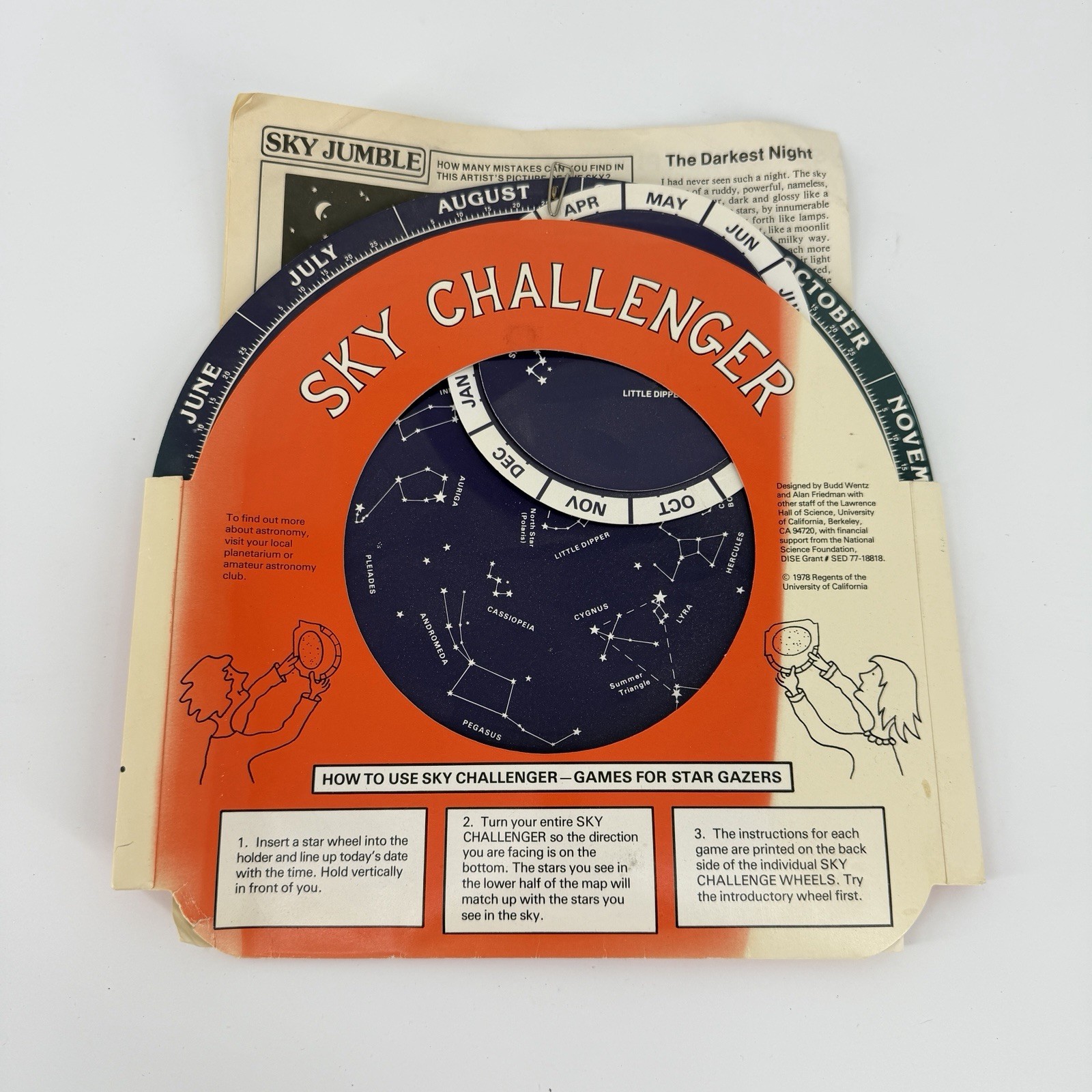 Sky Challenger Chart Astronomy UC Regents 1978 Vintage Educational 6 Wheels