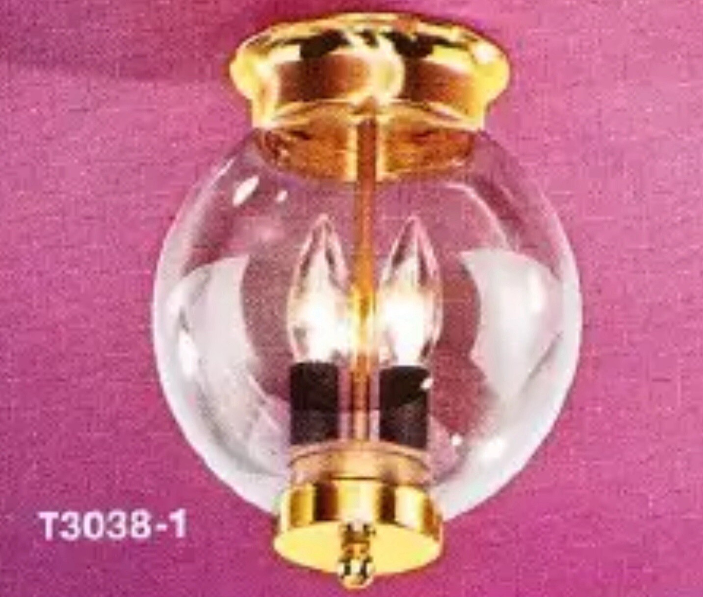 NEW Ceiling Mounted Brass Light w/ Smoke Globe Vintage Light T3038 By Lite-Trend
