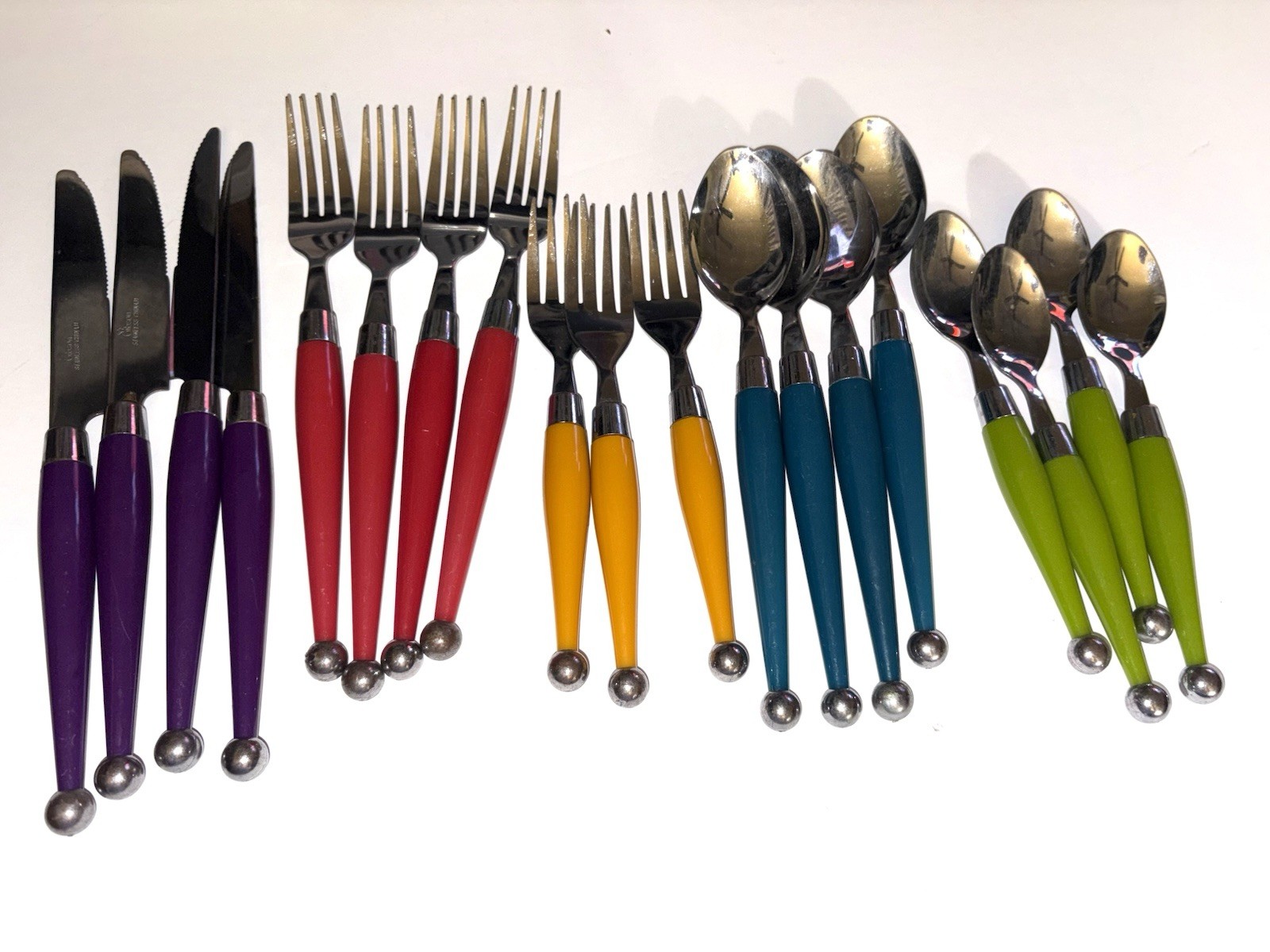 19 Pc Gibson Casbah Colorful Art Deco MCM Style Stainless Flatware